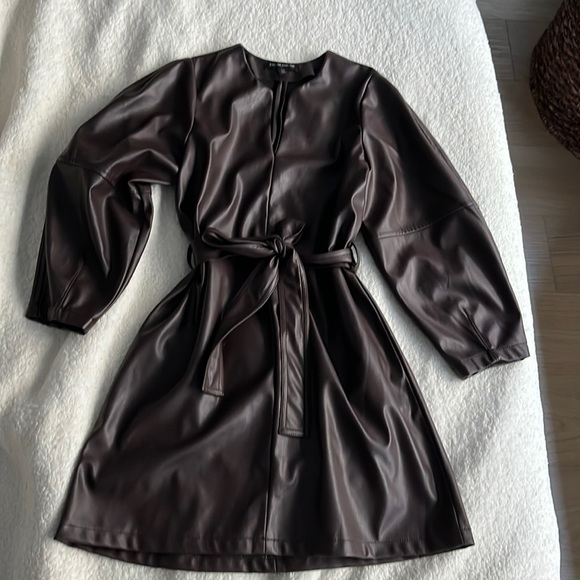 Brown vegan leather dress - Picture 2 of 2